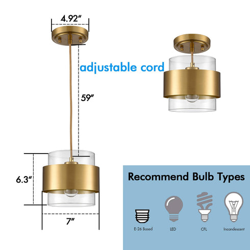Modern Brass Kitchen Pendant Light Adjustable Hanging Light